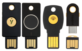 USB Security Key Examples with Yubico Yubikey and Feitian Security Keys displayed