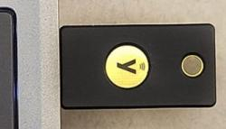 YubiKey plugged into a USB port on a computer