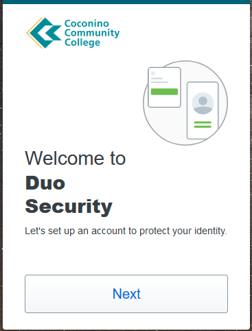 Pop-up Message. Welcome to Duo Central - Let's Set Up an Account to Protect your Identity