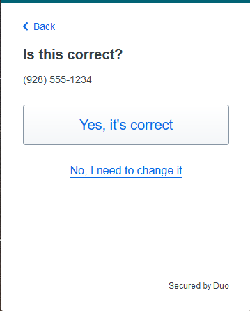 Verification of Phone Number. Is this correct for the number that has been typed