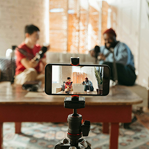 smart phone on tripod